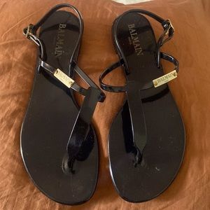 Women size 40 Black Jelly Balmain (Paris) sandals New ! No box !